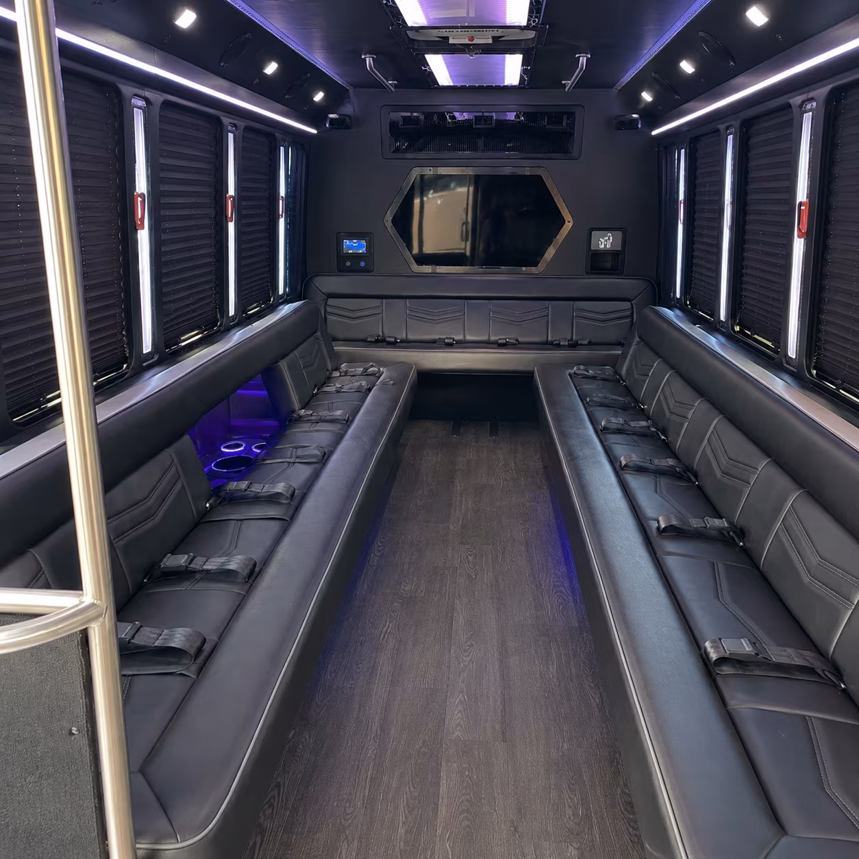 baytown 18 passenger party bus interior