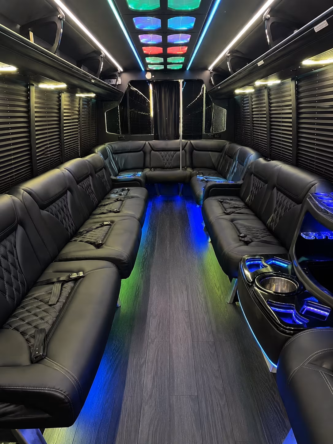 baytown 20 passenger party bus interior