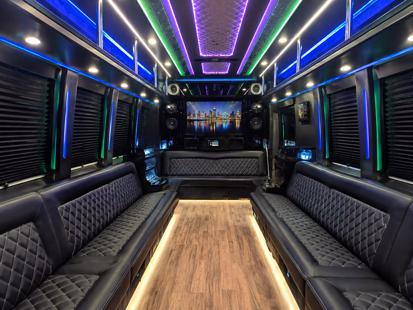 baytown 25 passenger party bus interior