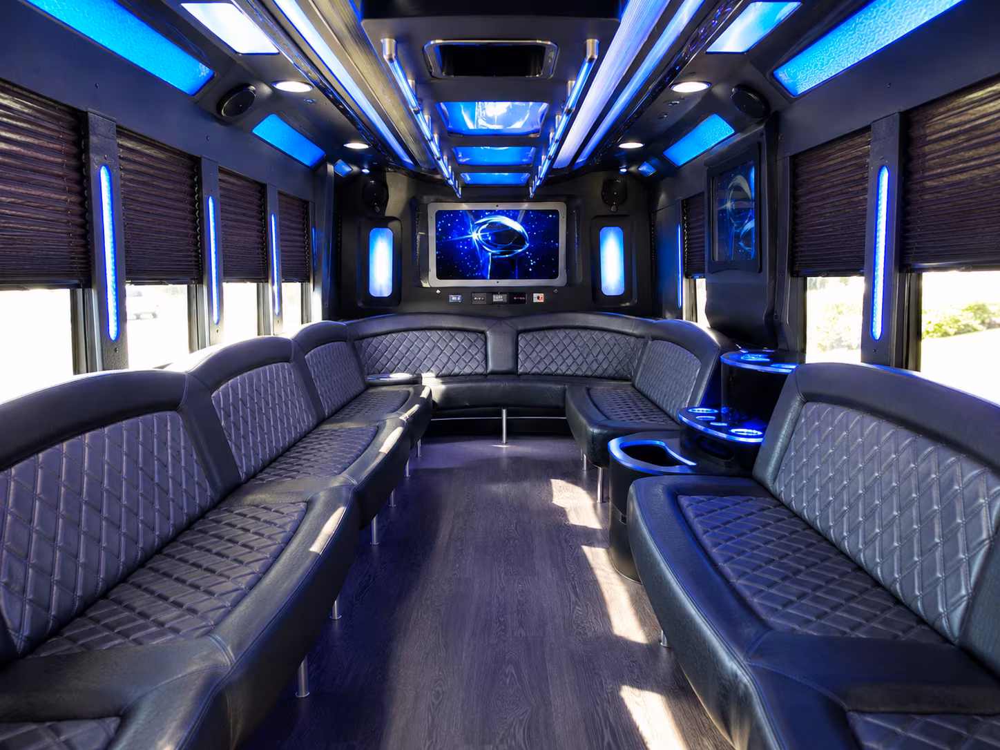 baytown 28 passenger party bus inside