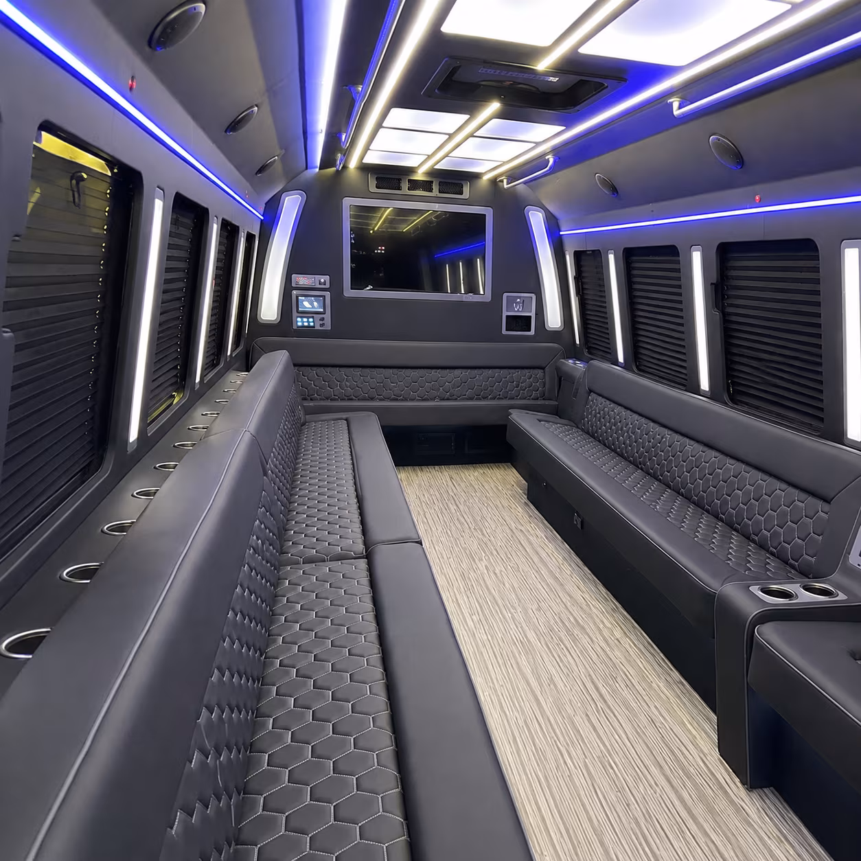 baytown 40 passenger party bus inside