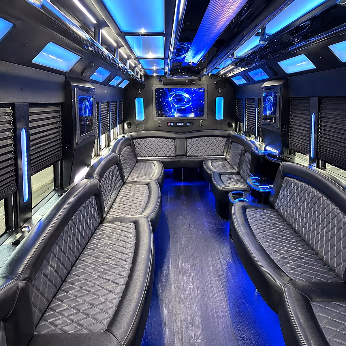 baytown 50 passenger party bus interior