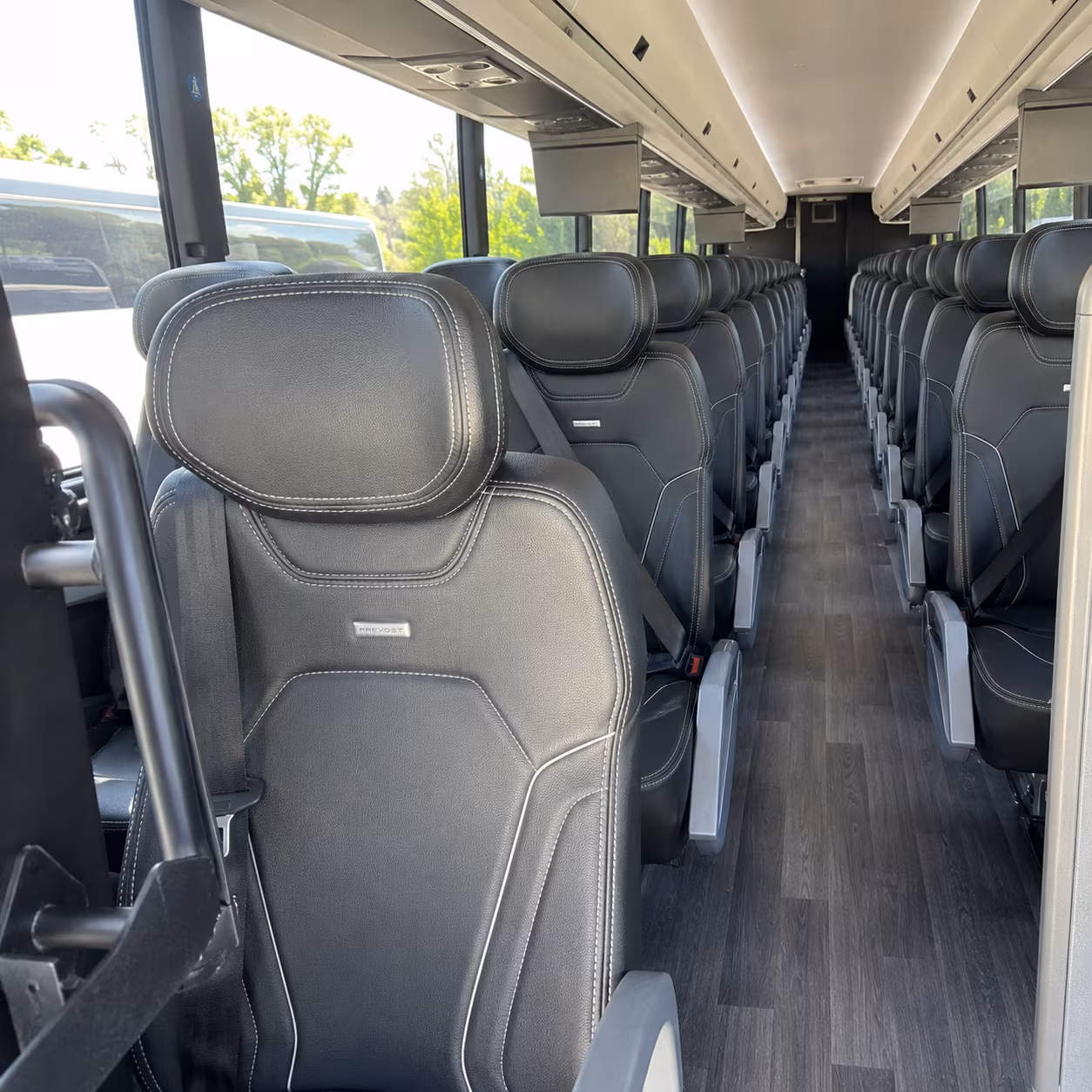 baytown 56 passenger charter bus inside